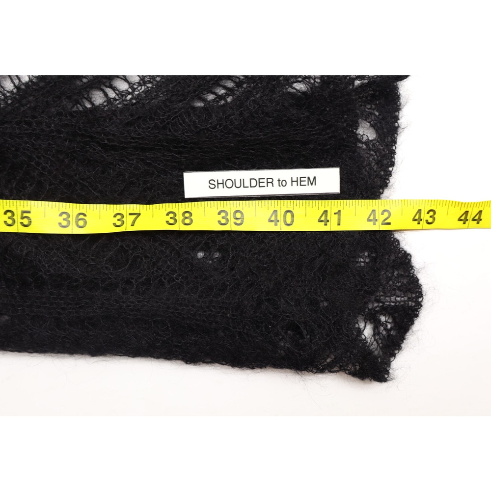 Urban Outfitters M Open Knit Mohair Blend Midi Dress Black Y2k Short Sleeve - Picture 6 of 10